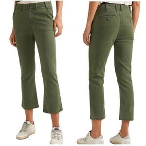 THE GREAT. Army Green Corduroy Straight Leg Pant